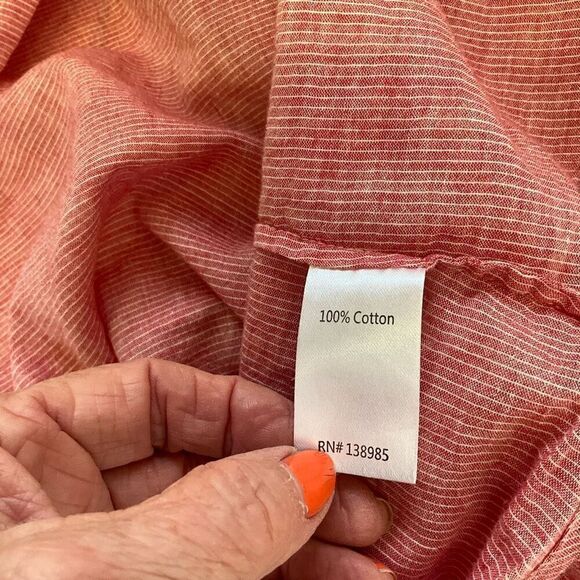 Purnell Work Wear Womens Size Medium Button Front Shirt Red Pink Short Sleeve - Picture 13 of 14